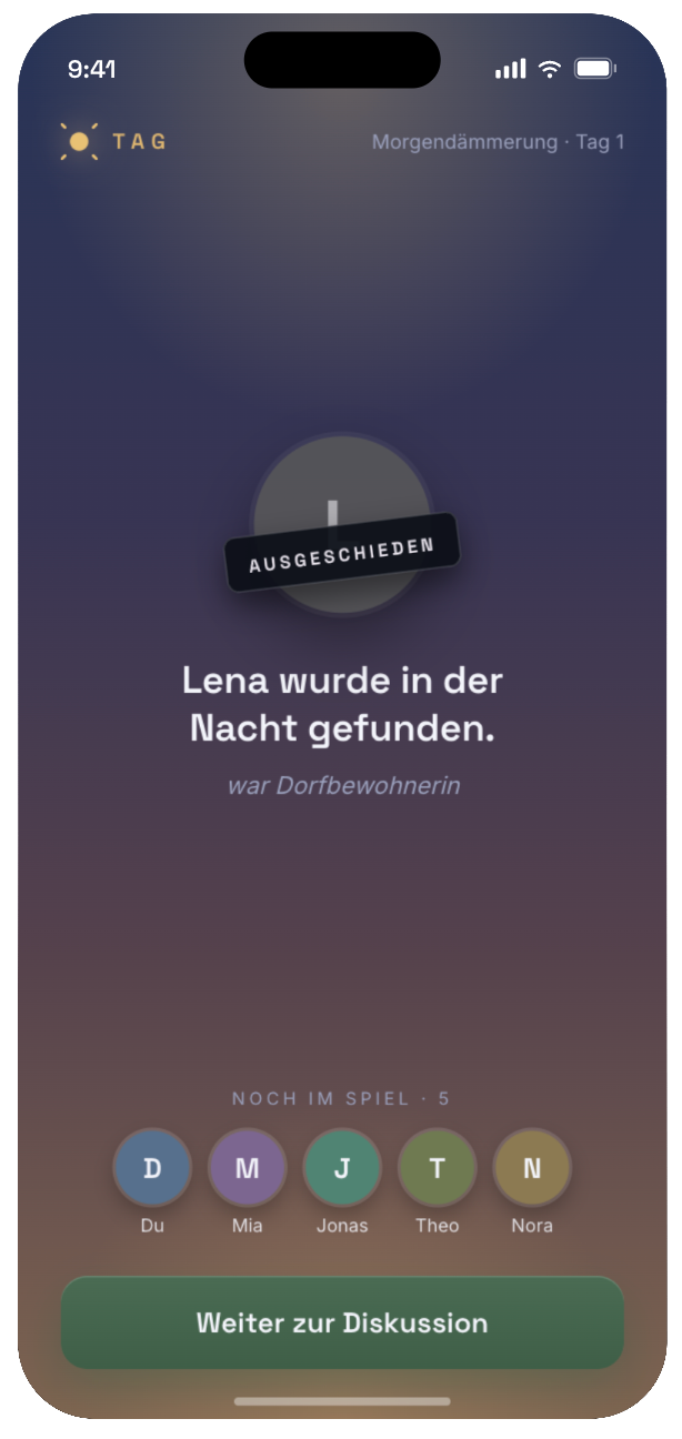 Morgendämmerung: das Ergebnis der Nacht